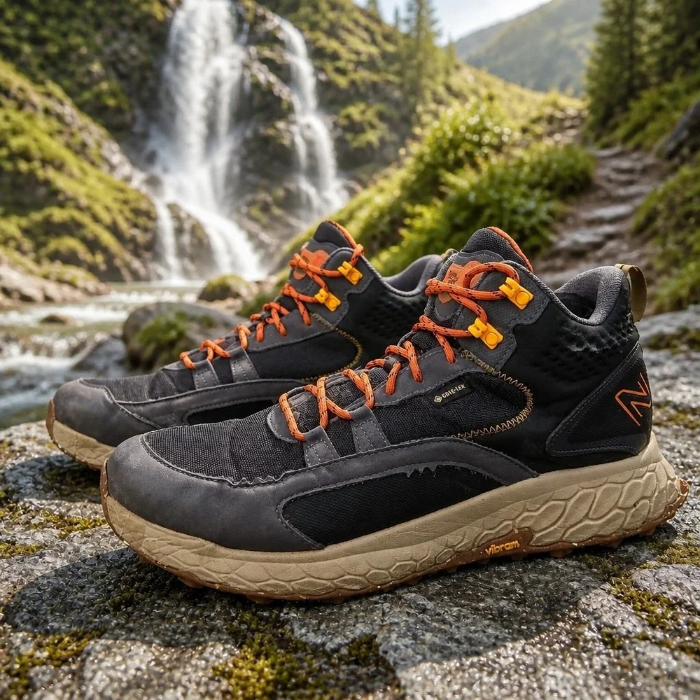 New Balance Men Fresh Foam X Hierro Mid GTX Black Magnet Hot Marigold Mens US 11